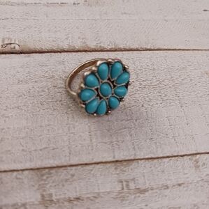 Silver Tone & Turquoise Ring Size 7